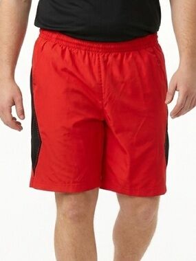 Tek Gear Mens Large Basketball Shorts Red Black Drawstring Elastic Waist‎